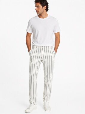 Wilson White Chinos with Black Pinstripes
